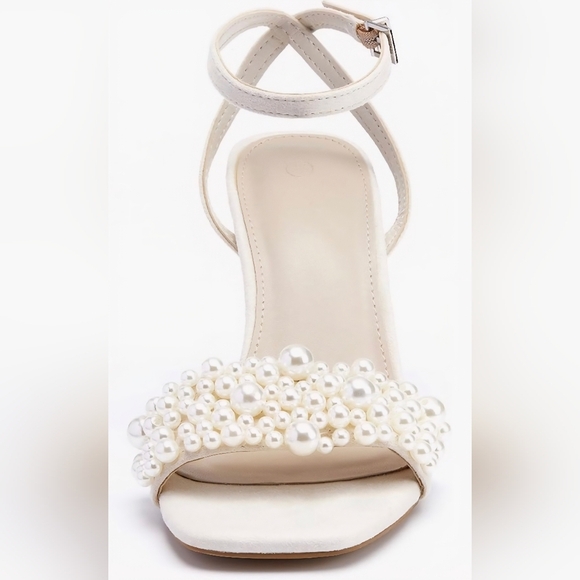 Coutgo Elegant Pearl-Embellished Nude Heels #654 - Picture 8 of 13